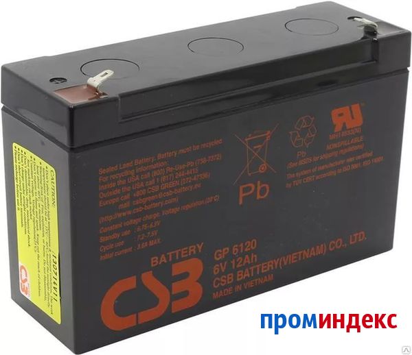 Фото Аккумуляторная батарея CSB GP6120 (6В 12Ач) для ИБП