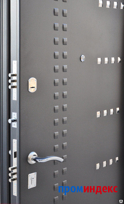 Фото Дверь метал. Салют (металлик черный 1,2мм/дуб выбеленный 10 мм)