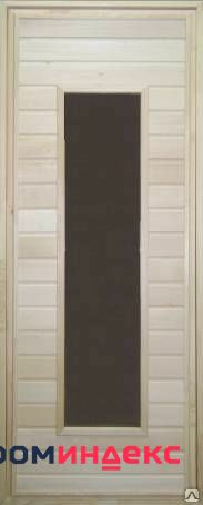 Фото Дверной блок банный (осина) со стеклянноой всавкой 700 х 1800
