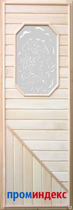 Фото Дверь для сауны Липа с стеклом 8-ми угольным