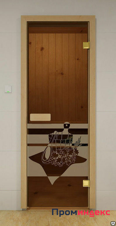 Фото Дверь стеклянная SAUNA MARKET 1900х700 бронза - Банный день (коробка из лис