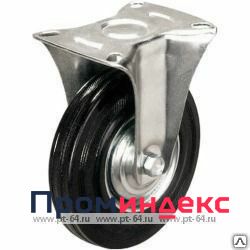 Фото Неповоротное стальное колесо с черной резиной FC 100, г/п 70 кг, Ø 100 мм