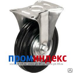 Фото Неповоротное стальное колесо с черной резиной FC 160, г/п 150 кг, Ø 160 мм