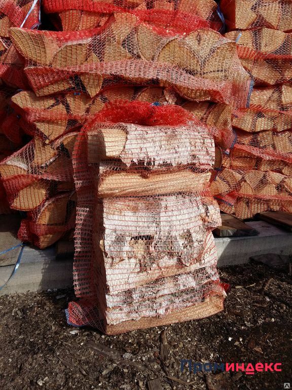 Фото Сухие березовые евро дрова в сетках