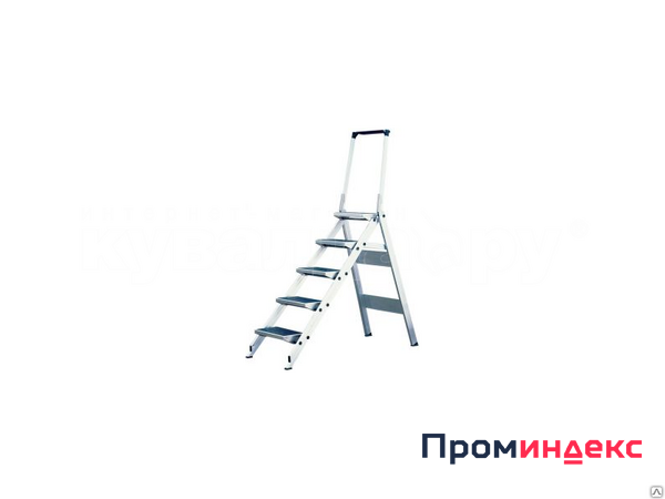 Фото Складная лестница с откидным барьером, 4 ступеньки Артикул