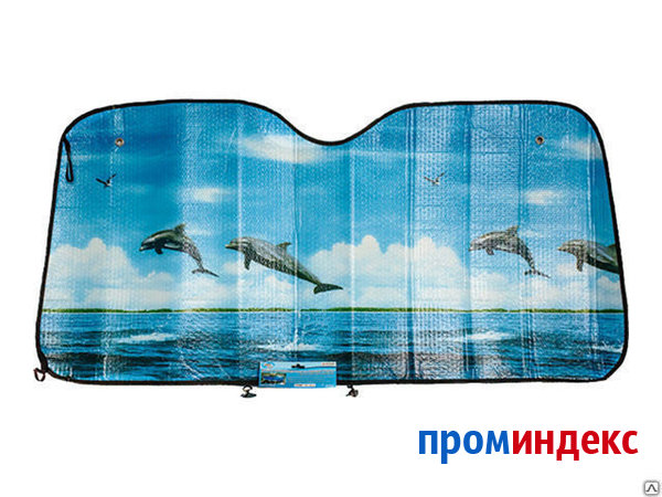 Фото Шторка Autovirazh на лобовое стекло с рисунком дельфинов