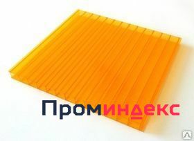 Фото Сотовый поликарбонат, цвет оранжевый 8 мм