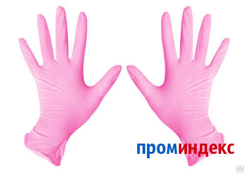 Фото Перчатки нитриловые текст. на пальцах "BENOVY" - розовые, 4,0 гр.(100 штук)