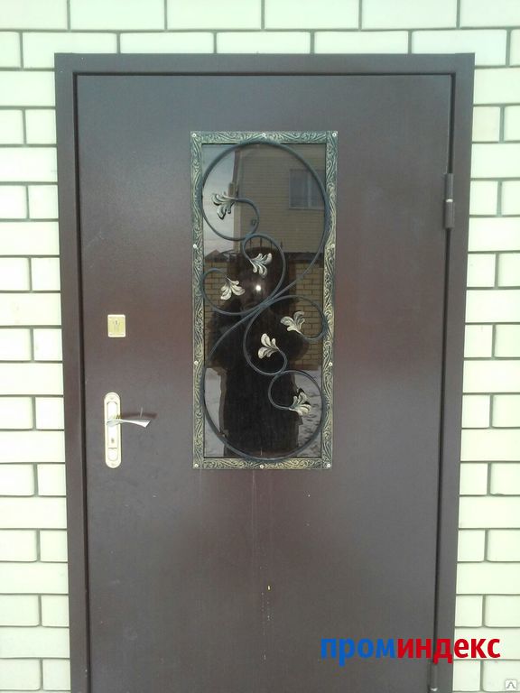Фото Металлические входные двери с остекленными элементами