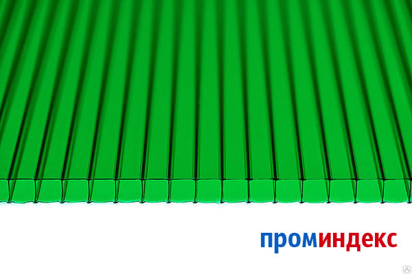 Фото Сотовый поликарбонат Зеленый 6 мм, плотность 0,86