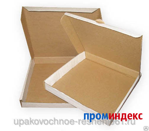 Фото Коробка под пиццу 335х335х48мм белая, бурая гофрокартон Россия 50 шт
