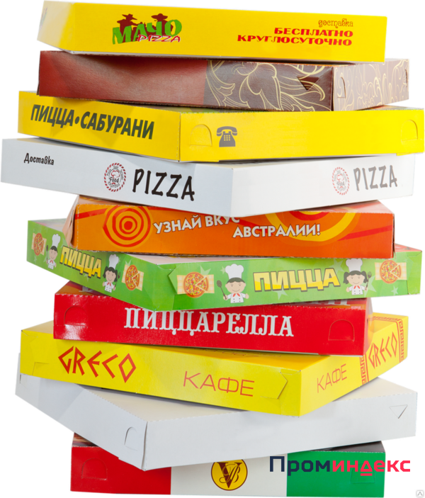 Фото Картонная коробка для пиццы разных размеров с логотипом заказчика