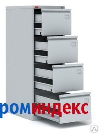 Фото Шкаф картотечный металлический К-4,  1335х465х630 мм, Светло-Серый