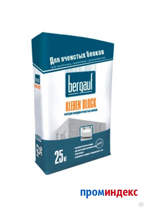 Фото Клей BERGAUF Kleben Bloсk для ячеистых блоков, 25 кг