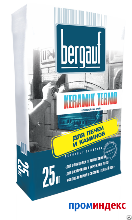 Фото Клей облицовки печей Keramik Termo 25 кг Bergauf (56шт)