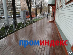Фото Тротуарная плитка красно-коричневая брусчатка 200х100х80мм