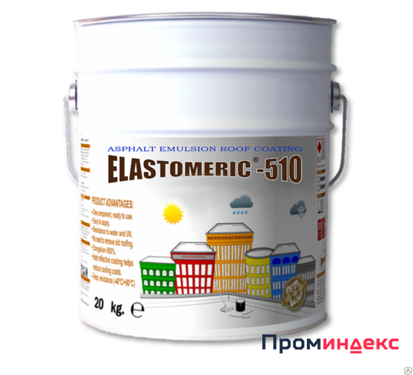 Фото Битумно-полимерная мастика ELASTOMERIC – 510 на водной основе.