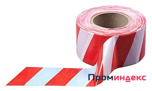 Фото Лента оградительная ЛО (250п.м., 75мм, 50мкм белая с красными полосами ЗЕБРА)
