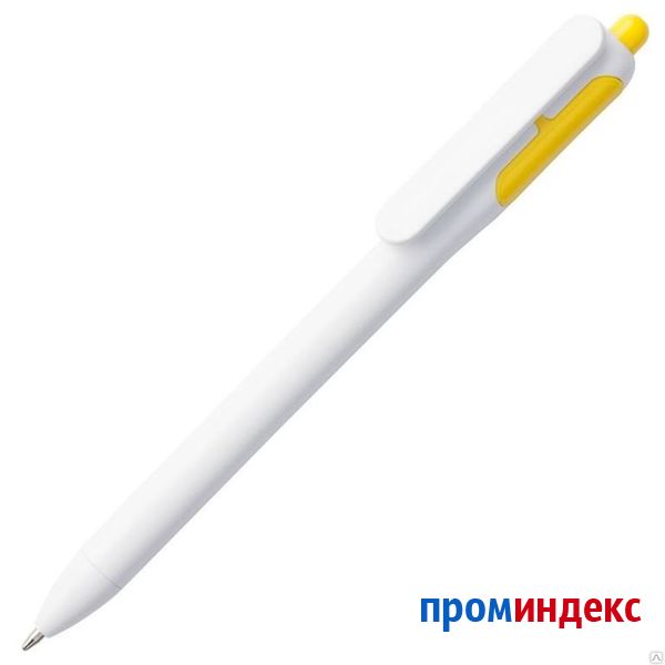 Фото Ручка шариковая Bolide, белая с желтым