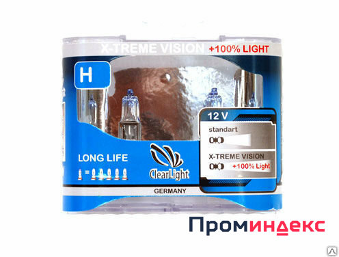 Фото Галогеновая лампа ClearLight H1 X-treme Vision +120% (12V-55W/компл.2 шт)
