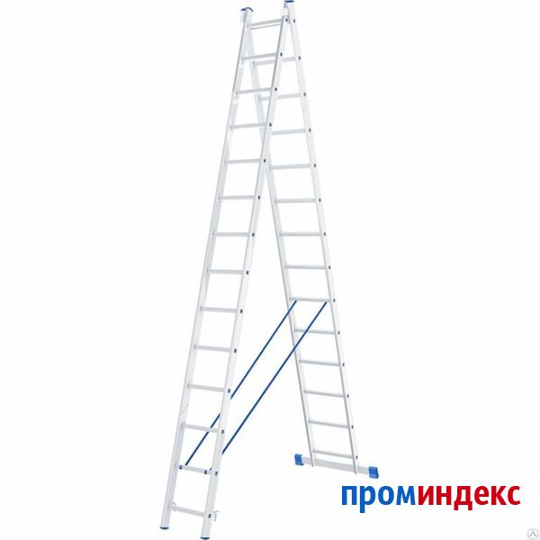 Фото Лестница, 2 х 14 ступеней, алюминиевая, двухсекционная // СИБРТЕХ // Pоссия