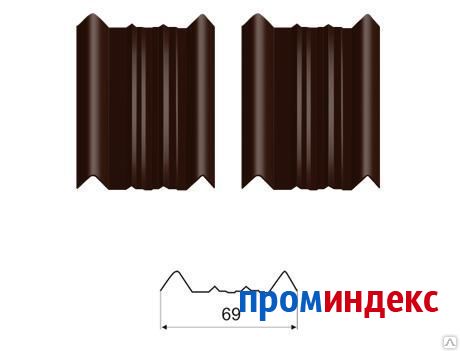 Фото Металлический штакетник ШТ-69 8017 шоколадно-коричневый