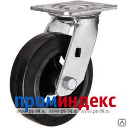 Фото Поворотное чугунное колесо SCd 200, литая черн. резина, г/п 270 кг, Ø 200мм