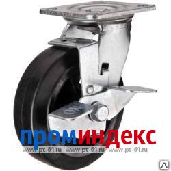 Фото Поворотное чугунное колесо SCdb 160, литая черн. резина, г/п 230кг, Ø 160мм