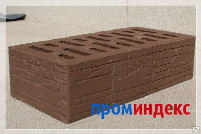 Фото Облицовочный кирпич шоколад "Дикий камень" одинарный