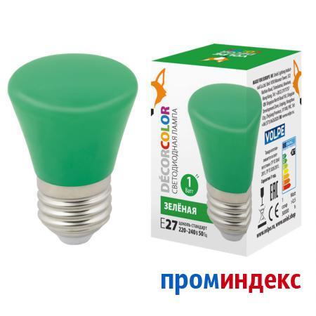 Фото Лампа LED-D45-1W/GREEN/E27/FR/С BELL Лампа декоративная светодиодная. Форма "Колокольчик", матовая. Цвет зеленый. Картон. ТМ Volpe.