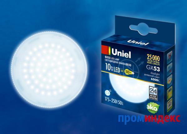 Фото Лампа LED-GX53-10W/6500K/GX53/FR PLZ01WH Лампа светодиодная, матовая. Дневной свет (6500K). Картон. ТМ Uniel.