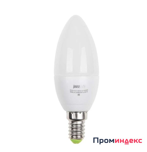 Фото Лампа светодиодная PLED-ECO-C37 5Вт свеча 4000К бел. E14 400лм 220-240В JazzWay 1036865A