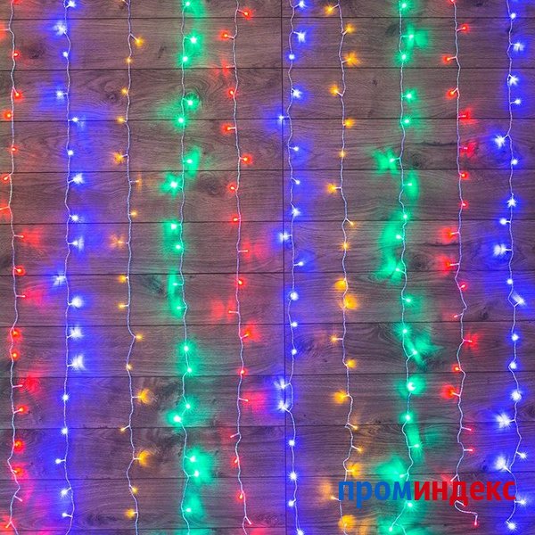 Фото Гирлянда "Светодиодный Дождь" 2х3 м свечение с динамикой LED мультиколор 230В провод прозр. Neon-Night 235-069