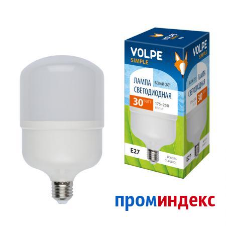 Фото Лампа LED-M80-30W/NW/E27/FR/S Лампа светодиодная с матовым рассеивателем. Материал корпуса термопластик. Цвет свечения белый. Серия Simple. Упаковка картон. ТМ Volpe