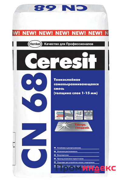Фото Самовыравнивающаяся смесь Ceresit CN 68, 25 кг