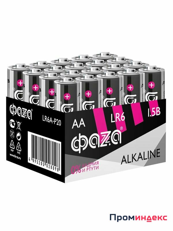 Фото Элемент питания алкалиновый LR6 Alkaline Pack-20 (уп.20шт) ФАZА 5028098