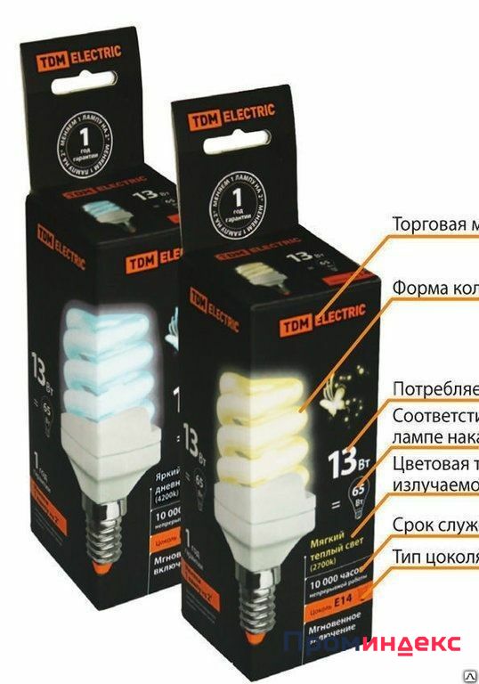 Фото Лампа энергосберегающая КЛЛ-СT-11 Вт-4000 К–Е14 TDM (витая свеча) (mini)
