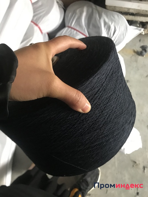 Фото Nm10/1 черная Пряжа смесовая из регенерированного волокна для производства перчаток