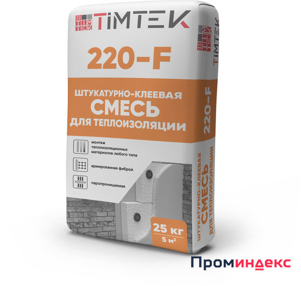 Фото Штукатурно-клеевая смесь для теплоизоляции Timtek 220-F 25 кг 54 шт/пал