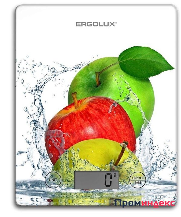Фото Весы кухонные ELX-SK02-С01 до 5кг 195х142мм бел. яблоки Ergolux 13602