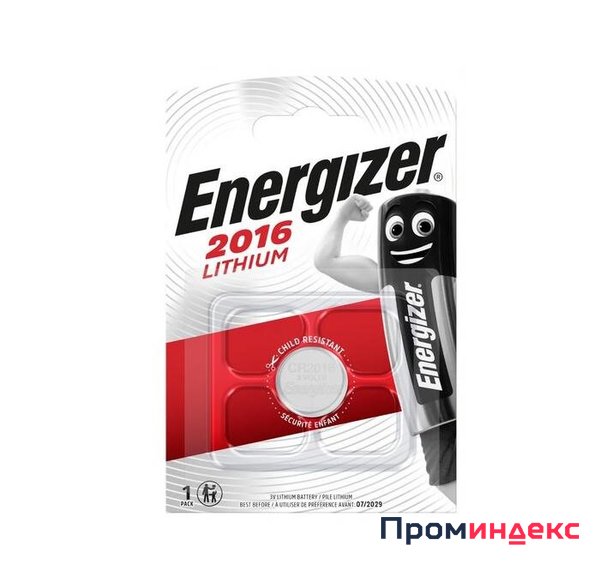 Фото Элемент питания литиевый ENR Lithium CR 2016 FSB1 (блист.1шт) Energizer E301021802