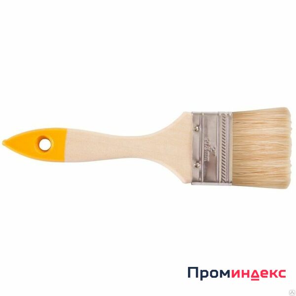 Фото Кисть плоская "Hobby" 2" (50мм) натуральная светлая щетина, деревянная руко