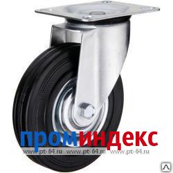 Фото Поворотное стальное колесо с черной резиной SC 100, г/п 70 кг, Ø 100 мм