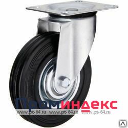 Фото Поворотное стальное колесо с черной резиной SC 160, г/п 150 кг, Ø 160 мм