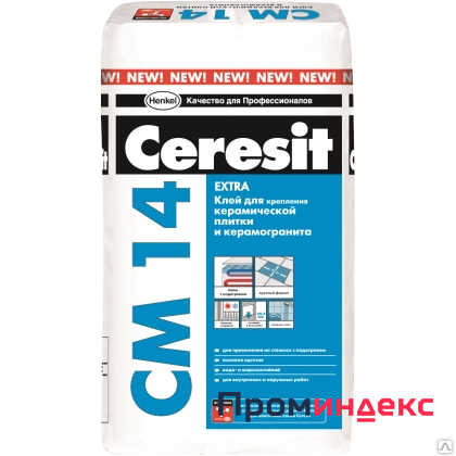 Фото Клей для керамической плитки и керамогранита "Ceresit CМ 14 Extra", 25кг