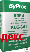 Фото Клей цементный усиленный для керамогранита KLG-341 25 кг ByProc (Бипрок)