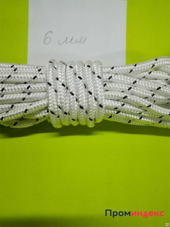 Фото Веревка хозяйственная капроновая плетеная 16-и прядная D=6 mm