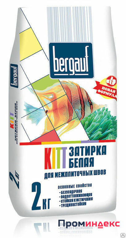 Фото Затирка Bergauf белая KITT 2кг для межплиточных швов