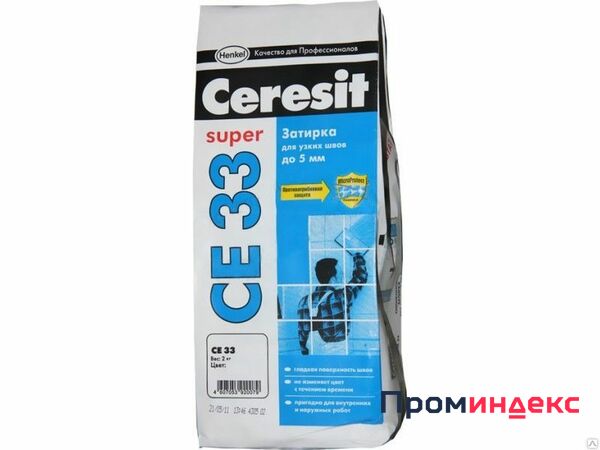 Фото Затирка Ceresit CE 33 Super для узких швов до 5 мм голубой (2кг)