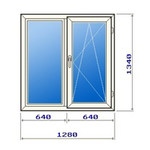 фото Окно двухстворчатое 1280х1340мм в Брежневский дом, однокамерный стеклопакет